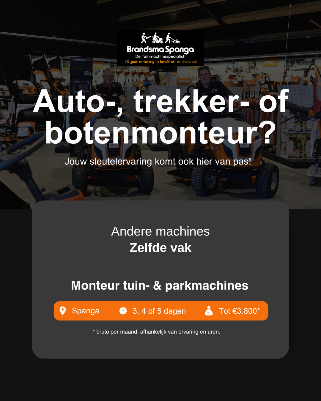 Auto-, trekker- of botenmonteur? Jouw sleutelervaring komt ook hier van pas